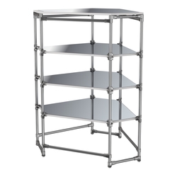 Хромированный стенд Прогресс №3-5 (с полками Зеркало 4мм), Ясень Анкор светлый