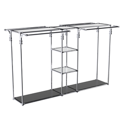 Хромированный стенд-вешало TD-50 №1-4 Хром с полками Зеркало 4мм, Черный