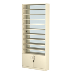 Стеллаж из ДСП с 9-ю полками 250x900 мм серии LEVEL-9 №11-2 (З/C - ЗЕРКАЛО), Крем Вайс