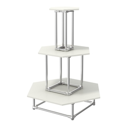 Торговый хромированный остров ПИРАМИДА №7 (полки ДСП 16мм), Белый