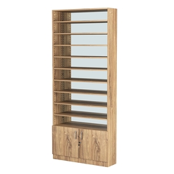 Стеллаж из ДСП с 9-ю полками 250x900 мм серии LEVEL-9 №11-2 (З/C - ЗЕРКАЛО), Дуб Канзас коричневый