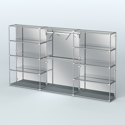 Торговая система ХРОМ (задняя стенка - зеркало) 3600 мм с зеркальными полками и поручнями №9, Темно-Серый