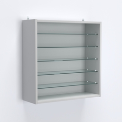 Витрина настенная №201-5Г открытая с пятью прозрачными полками, Серый