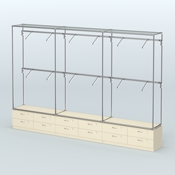 Торговая система ХРОМ без ДСП 3600 мм №4 с тумбами Т-14 и поручнями, Крем Вайс