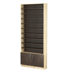 Стеллаж из ДСП с 9-ю полками 200x900 мм серии LEVEL-9 №10 (З/C - ДВП), Дуб Сонома + Дуб Венге