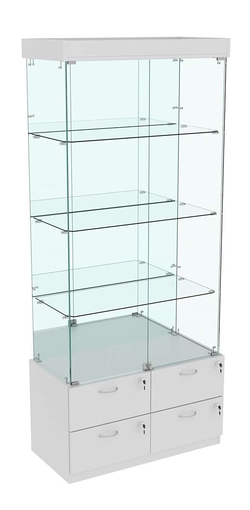 Витрина ХРУСТАЛЬ №3 прямоугольная (задняя стенка - зеркало), Серый