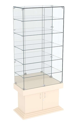 Витрина широкая с зеркалом и 5-ю полками ДОНЖОН №507, Крем Вайс