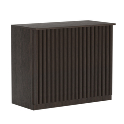 Торговый стол-прилавок широкий с планками серии ВЕРТИКАЛЬ №20, Дуб Венге