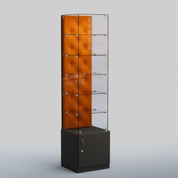 Высокая стеклянная витрина КАПИТОНЕ №506, Черный + 08 Mustard