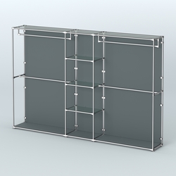 Торговая система ХРОМ (задняя стенка - ДСП) 3030 мм с прозрачными полками и поручнями №4, Темно-Серый