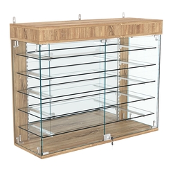 Витрина настенная НЕО №3А-4 с пятью полками и зеркалом, Дуб канзас коричневый Н1113 ST10