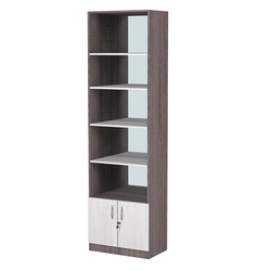 Стеллаж из ДСП с 4-мя полками 350x600 мм серии LEVEL-4 №6-2 (З/C - ЗЕРКАЛО), Ясень Анкор темный + Ясень Анкор светлый