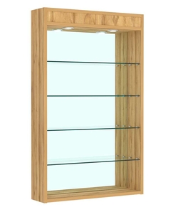 Витрина настенная №2-4Г высокая зеркальная с подсветкой, Дуб Золотистый