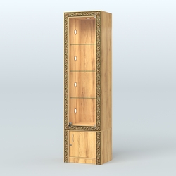 Витрина с декором и накопителем №ВБА-2С, Дуб Золотистый