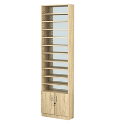 Стеллаж из ДСП с 10-ю полками 200x600 мм серии LEVEL-10 №3-2 (З/C - ЗЕРКАЛО), Дуб Сонома