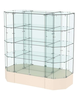 Стеклянная островная большая на подиуме витрина серии Истра №809-О-900, Крем Вайс
