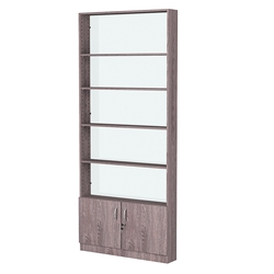 Стеллаж из ДСП с 4-мя полками 150x900 мм серии LEVEL-4 №9-1 (З/C - СТЕКЛО), Ясень Анкор темный