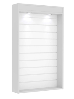 Витрина настенная №2-2В с верхней подсветкой и эконом панелью, Серый