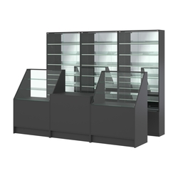Комплект витрин с наклонными полками SL-6 №12-2 и прилавков ЭК-7, Черный