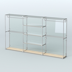 Торговая система ХРОМ (задняя стенка - стекло) 3600 мм с зеркальными полками и поручнями №2, Дуб Сонома