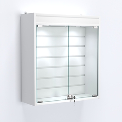 Витрина настенная №201-2Б с эконом панелью и фризом, Белый