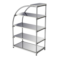 Хромированный стенд универсальный TD-06 (Т) с полками Зеркало 4мм, Белый