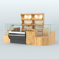 Пристенный небольшой павильон для торговли хлебом и выпечкой №1, Дуб Золотистый и Крем Вайс