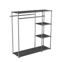 Хромированный стенд-вешало TD-41 №1-3 Хром с полками ДСП 16мм, Антрацит