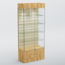 Витрина СЕТЬ №2-П с экономпанелью и полками, Дуб Золотистый