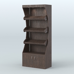 Стеллаж высокий пристенный с деревянными полками для хлебной лавки ХЛ-1, Дуб Венге