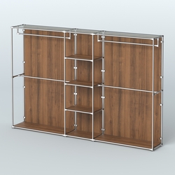 Торговая система ХРОМ (задняя стенка - ДСП) 3030 мм с полками ДСП и поручнями №4, Орех