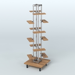 Торговый стенд для обуви с двенадцатью полками ЛЕСЕНКА №2-1, Орех