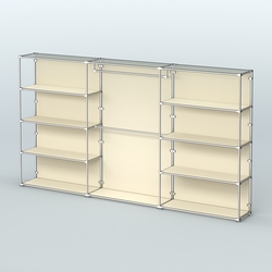 Торговая система ХРОМ (задняя стенка - ДСП) 3600 мм с полками ДСП и поручнями №1, Крем Вайс