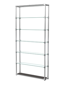 Пристенный торговый стеллаж ЛАЙТ с узкими стеклянными полками №1, Грейвуд