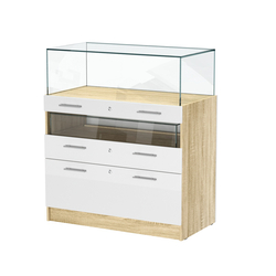 Прилавок ювелирный "Диаманд" №2-1000 пристенный, Дуб Сонома + Белый