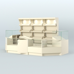 Пристенный павильон с недорогими прилавками для выкладки хлеба и выпечки №3, Крем Вайс