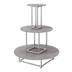 Торговый хромированный остров ПИРАМИДА №4 (полки ДСП 16мм), Бетон Чикаго светло-серый F186 ST9