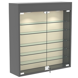 Настенная витрина с бархатом серии БАРОН №1-3А (пять полок), Темно-Серый + 01 Cream