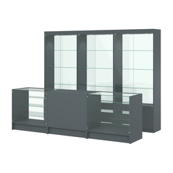 Комплект витрин ЭК-02 и прилавков ЭК-4, Темно-Серый