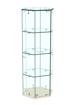 Витрина Истра настольная шестигранная №9  (прозрачная), Крем Вайс