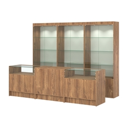 Комплект витрин ЭК-01 и прилавков ЭК-2, Дуб Канзас коричневый