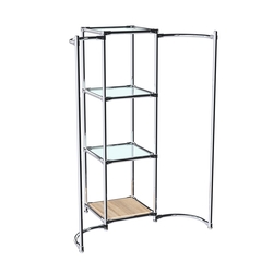 Хромированное вешало ВОЛНА №2-1 с полками стекло 6мм, Дуб Сонома