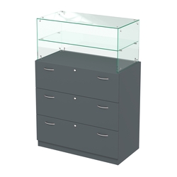 Прилавок из ДСП и стекла с выдвижными ящиками Селена-1, Темно-Серый