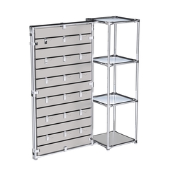 Хромированное вешало ЩИТ №1-4 с зеркальными полками 4мм, Серый