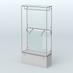 Торговая система ХРОМ (задняя стенка - стекло) 1200 мм №2-1 с тумбой Т-11 и поручнями, Серый