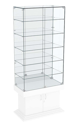 Витрина широкая с зеркалом и 5-ю полками ДОНЖОН №507, Белый