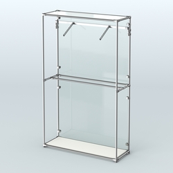 Торговая система ХРОМ (задняя стенка - стекло) 1200 мм с поручнями №4, Белый