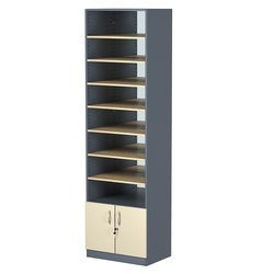 Стеллаж из ДСП с 7-ю полками 400x600 мм серии LEVEL-7 №7-2 (З/C - ЗЕРКАЛО), Темно-серый + Крем Вайс