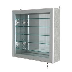 Витрина настенная №1-6А с пятью полками и зеркальной стенкой серии Collecto, Метрополитан Грей