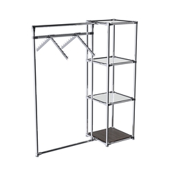 Хромированное вешало ГРАНЬ №1-4 с зеркальными полками 4 мм, Дуб Венге